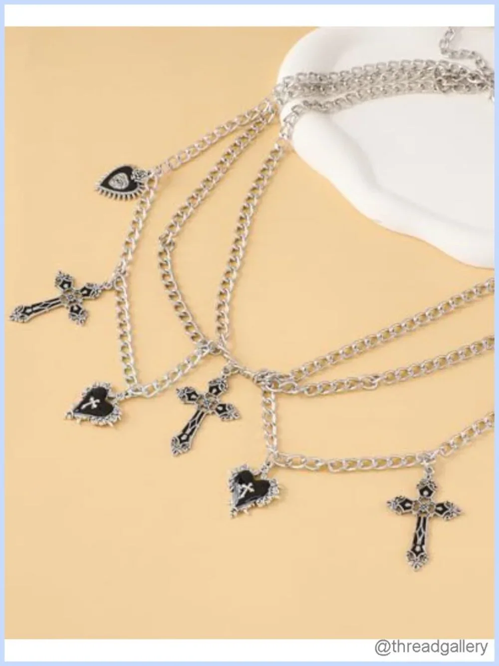 Punk Waist Chain 3-Layer Body Belt Cross Heart Stars Adjustable Cosplay